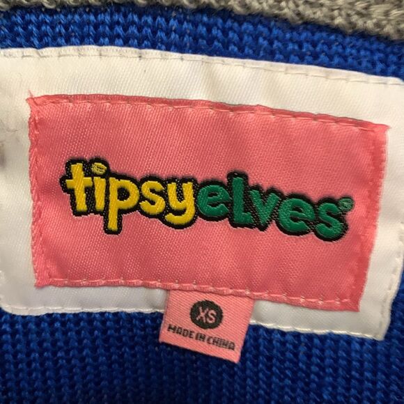 Tipsy Elves Hanukkah Challah Blue Crewneck Holiday Sweater Size XS - Picture 7 of 12